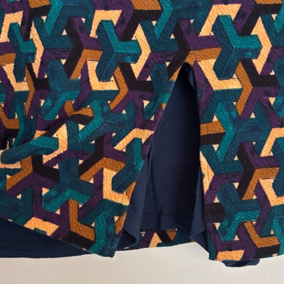 MAEVE Anthropologie Teal Geometric Pencil Skirt (size L) - Picture 3 of 5
